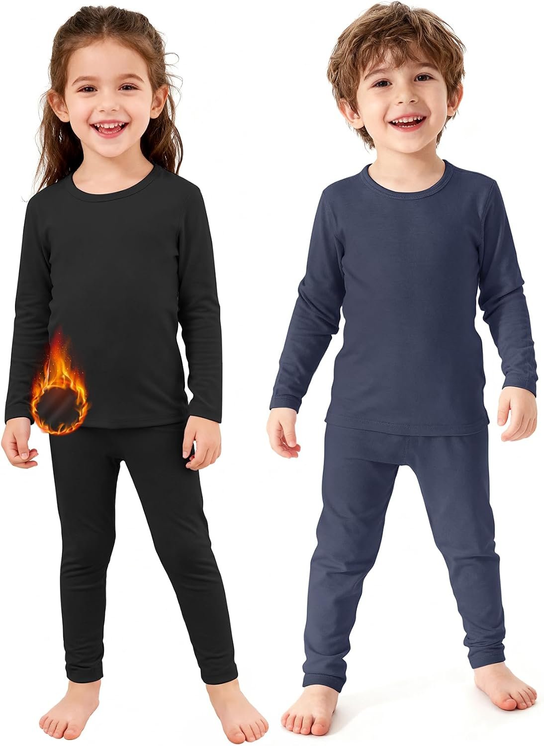 Zando 2 Set Kids Thermal Underwear Set Winter Warm Toddler Long Johns 2-5T | Cozy Fleece Lined Kids Thermal Top and Bottom Set for Sleeping Skiing and Cold Days, Base Layer for Boys Girls