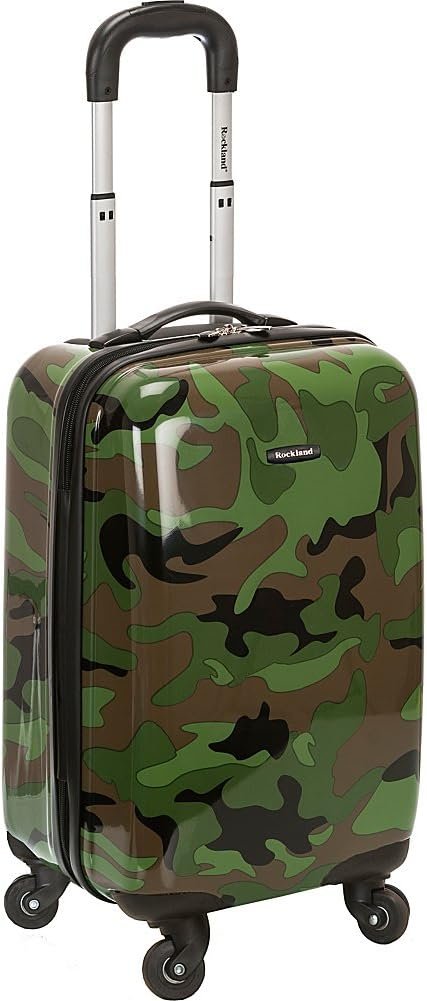 Rockland Safari Hardside Spinner Wheel Luggage, CAMO, Carry-On 20″
