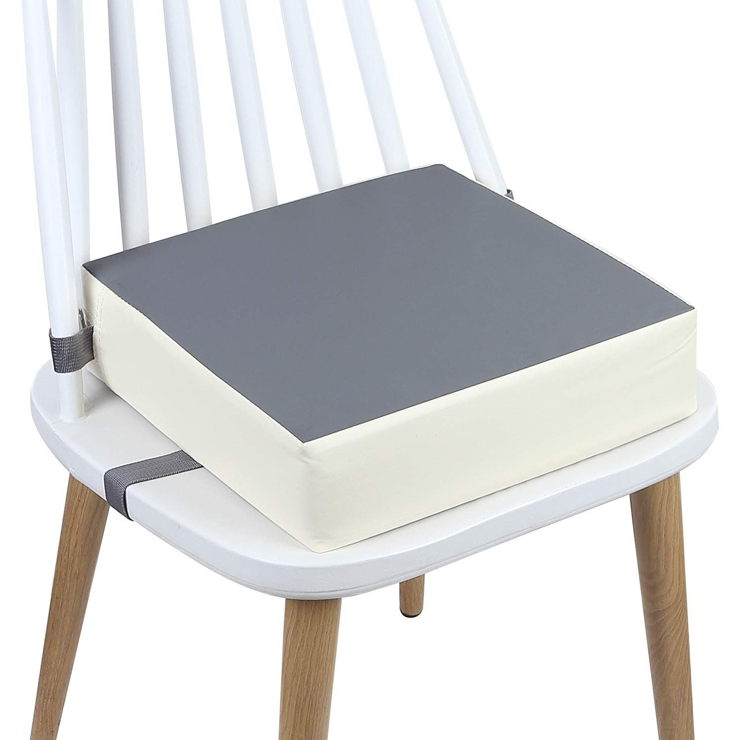 Toddler Booster Seat for Kitchen Chair, Waterproof PU Chair Cushion | Add Comfortable Height for Family Meals, Waterproof Cover Wipes Clean and Dual Straps Help Secure to Chairs at Home or Away