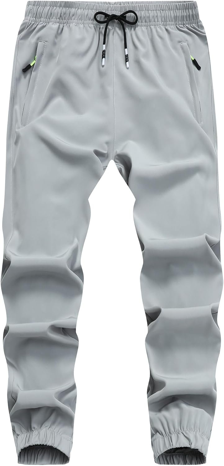 Boys Hiking Joggers Pants Outdoor Youth Quick Dry Lightweight Athletic with Zipper Pockets