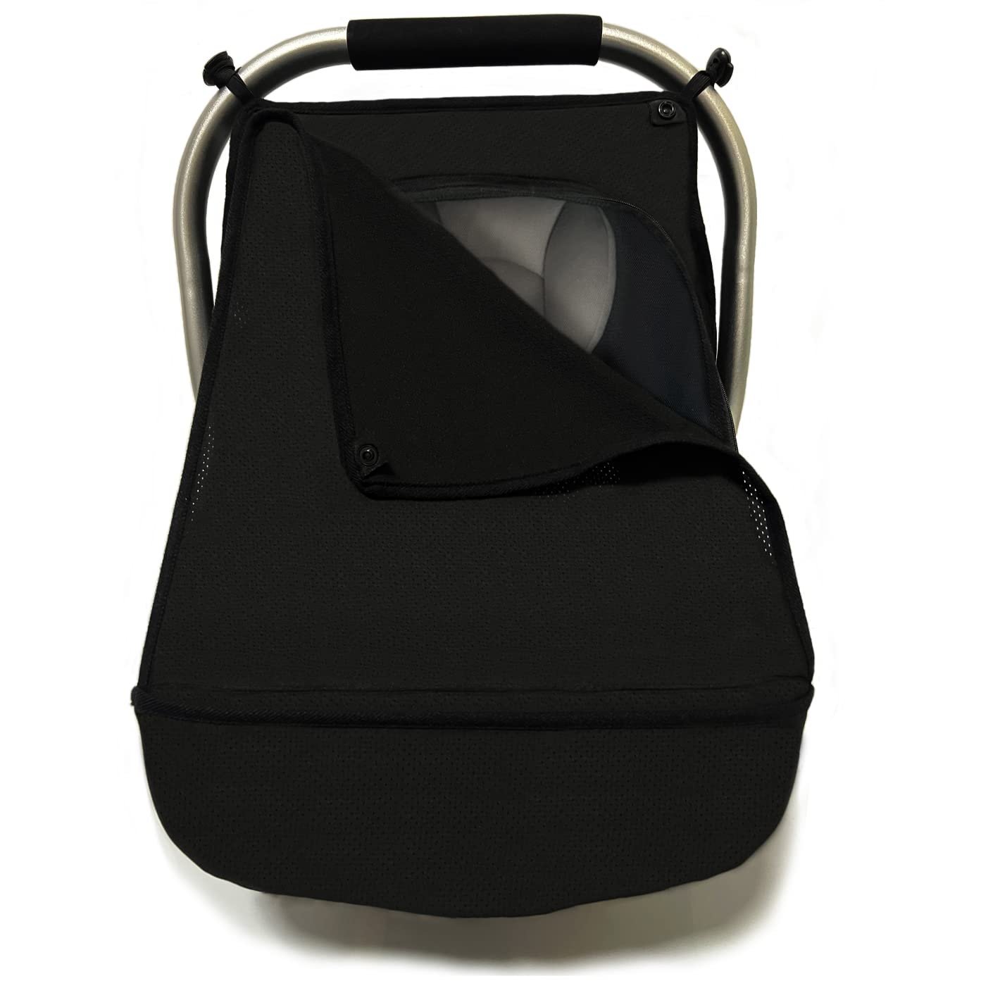 3-in-1 Car-Seat Canopy Cover – Protective Carseat Sun Shade Canopy with Privacy Shade Canopies Covers for Boys Girls,Inner Bug Nets for Newborn Infant Protect Baby from Mosquito & Insect (Black)