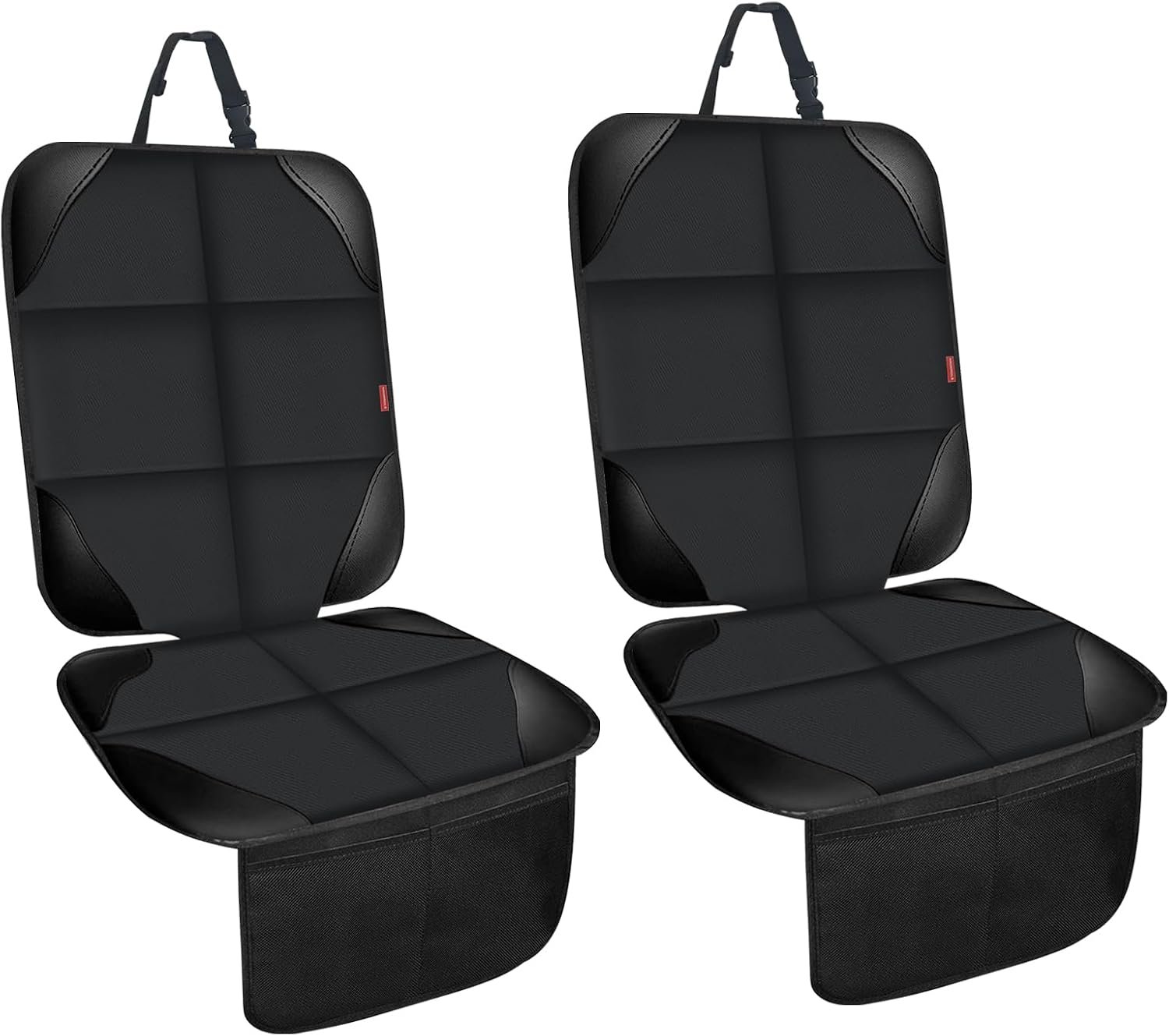 MORROLS Car Seat Protector for Child,2 Pack Car Seat Cushion,Waterproof Fabric Car Seat Covers for Non-Slip Backing Mesh Pockets for Baby,Pet,SUV, Sedan and Trunk(Black)