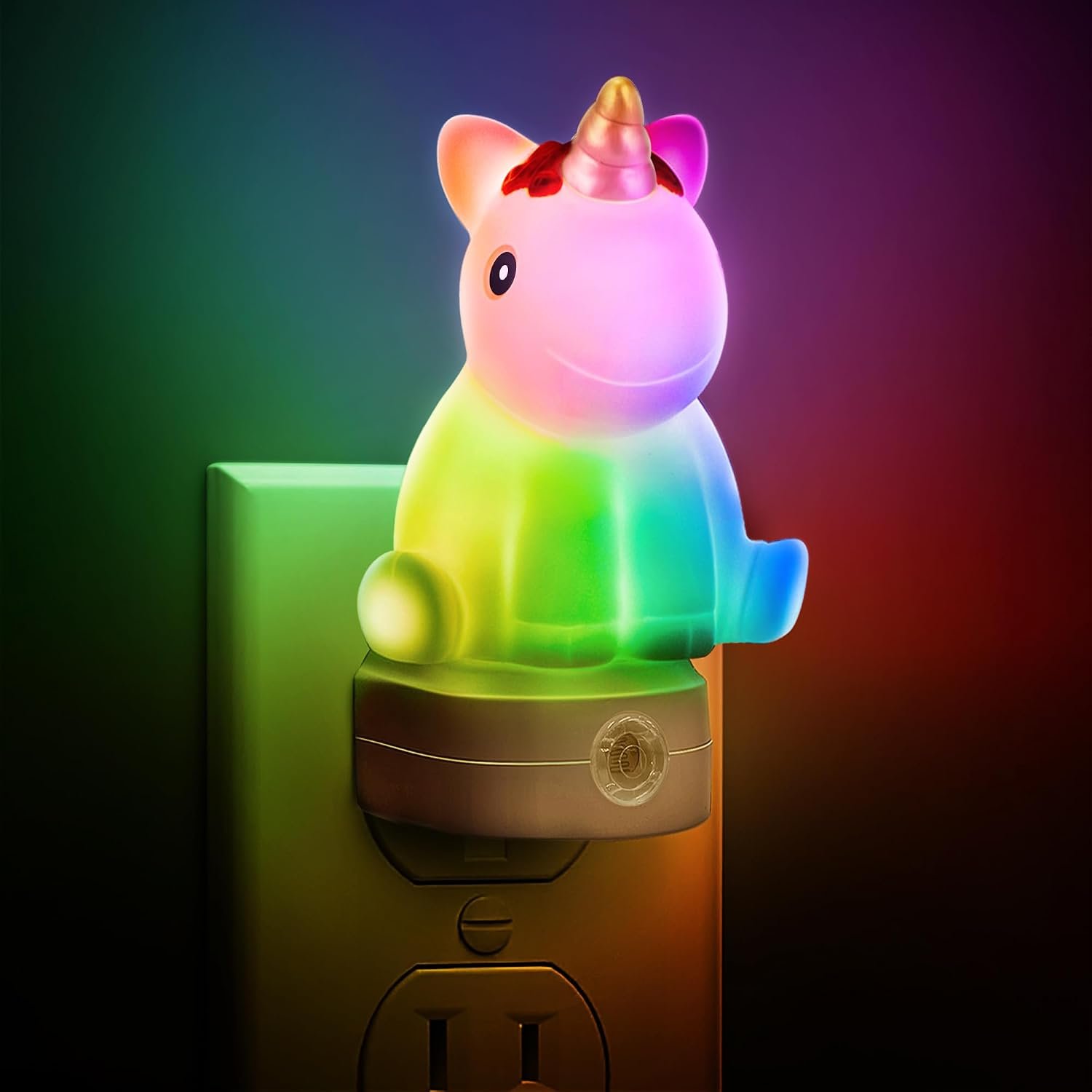 L LOHAS LED Plug-in Night Light for Kids, Cute Color Changing LED Night Light with Dusk to Dawn Sensor, Christmas, Birthday Gift Nightlight for Girls & Kids, Room Decor | Dusk to Dawn Sensor, Christmas, Birthday Gift Nightlight for Girls & Kids, Room Decor, Bedroom, Hallway