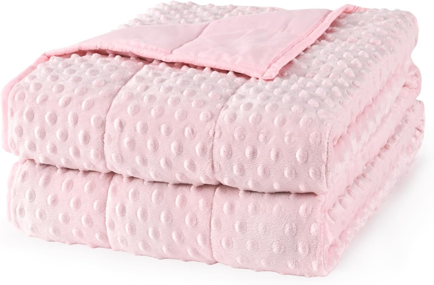 Mr. Sandman Weighted Blanket for Adults Queen, Minky Dots Heavy Blanket for Woman, Man Sleeping/Calm, Soft, Cozy and Cooling Weighted Throw Blankets, Machine Washable, 60 x 80in, 15 Pounds, Pink