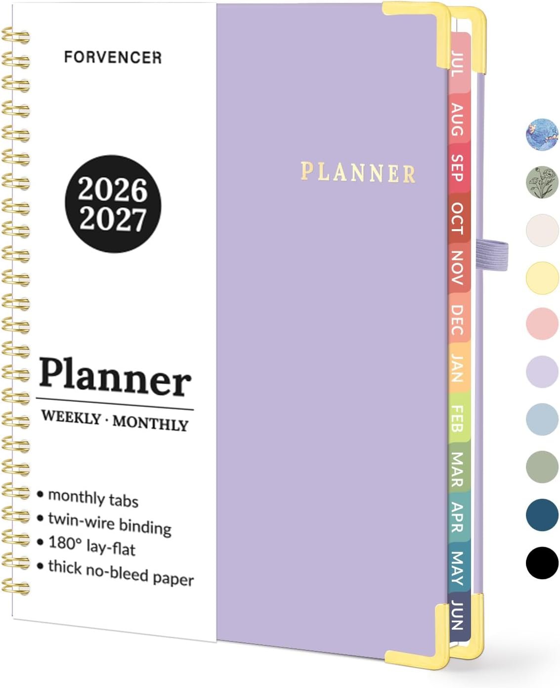Forvencer Academic Planner 2026-2027, Weekly & Monthly Hardcover Planner A5 | Calendar Planner July 2026-June 2027, 6″ X 8″ Daily Agenda, School Office Notebook Teacher Student Supplies Organizer, Purple