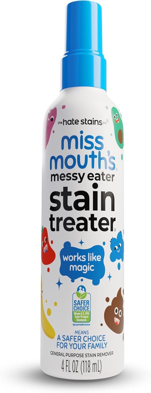 Miss Mouth’s Messy Eater Stain Treater Spray, Laundry Stain Remover, 4 Oz | Newborn & Baby Essentials; Cleans Off Food, Grease, Coffee; Use on Laundry, Underwear, Fabric