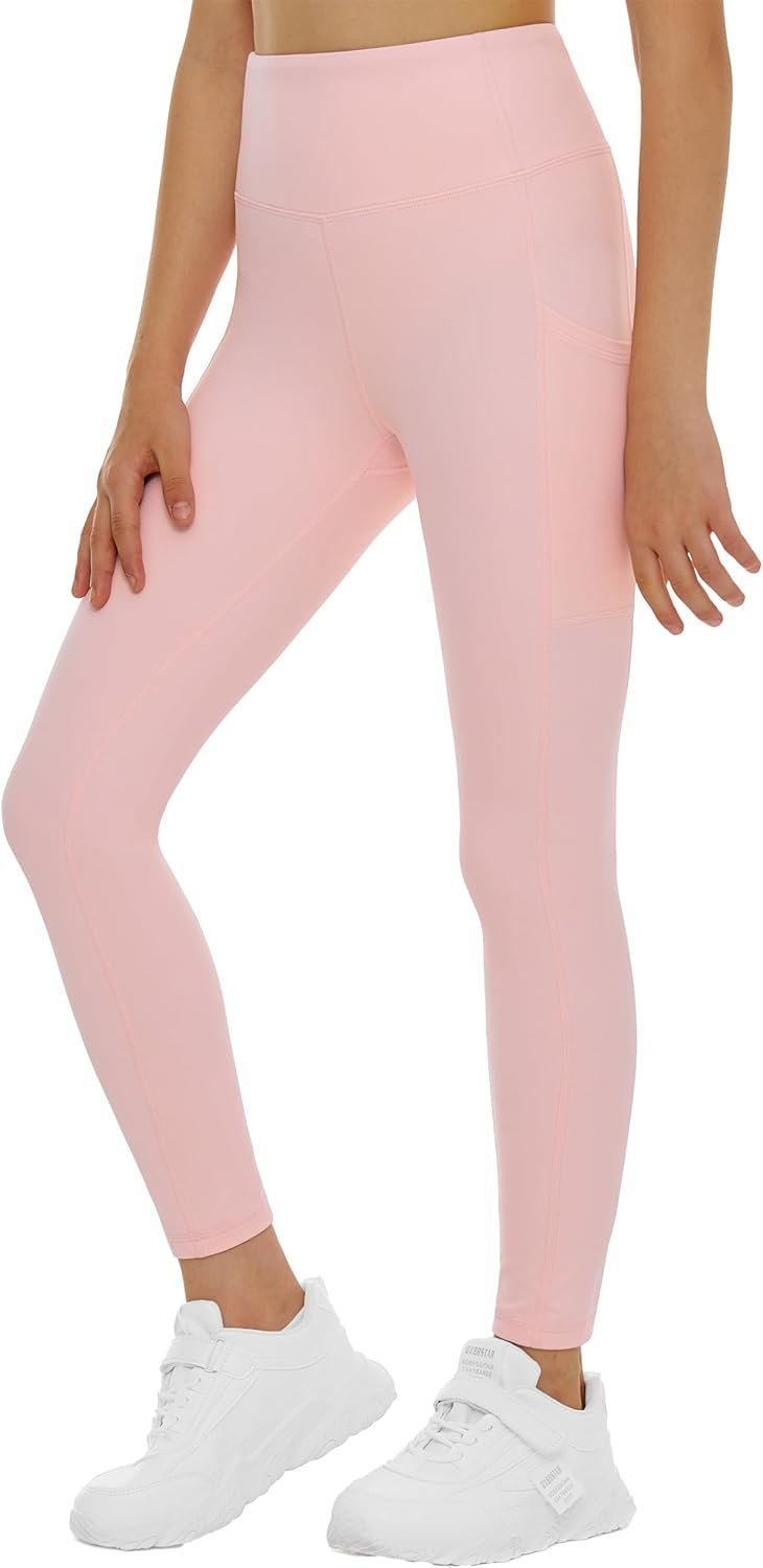 THE GYM PEOPLE Girls Workout Leggings High Waist Kid Dance Yoga Tight Pants | High Waist, Tight Fit, Soft Stretch Fabric, Side Pockets, Kids & Teens Athletic Leggings for Yoga, Dance, Ballet, Running