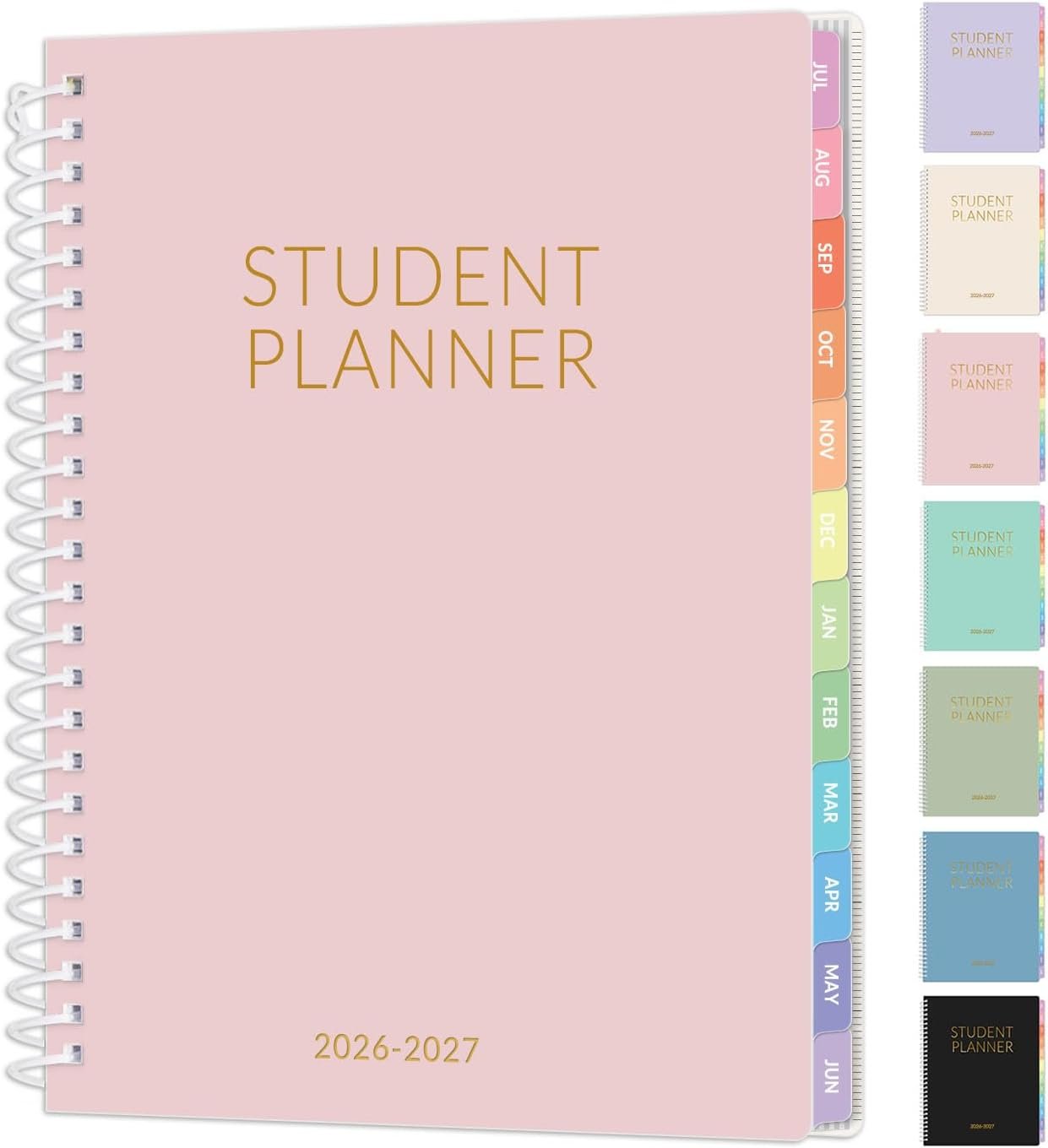 Student Planner 2026-2027, SUNEE Academic Weekly & Monthly Plan Book, Jul. 2026 – Jun. 2027, 6.5″×8.3″ Middle & High School Planner, Lesson Plan Book with Week’s Goals, Bookmark, Monthly Tabs, Pink