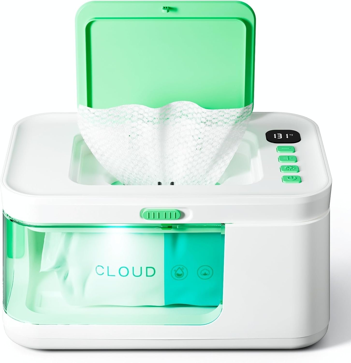 Baby Wipe Warmer with LED Display, Adjustable 100°F–131°F, Holds 100 Wipes, Built-in Night Light, 4.92-Foot Extended Power Cord, Diaper Wipe Warmer for Babies and Adults
