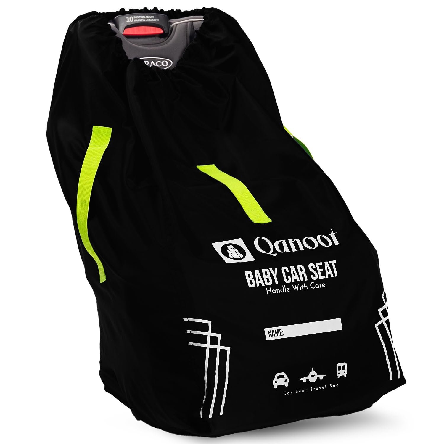 Infant Car Seat Travel Bag for Airplane – Durable Gate Check Bag for Car Seats that fits easily on Convertible Car Seats, Infant Carriers & Booster Seats (Hand Carry Bag, Black)