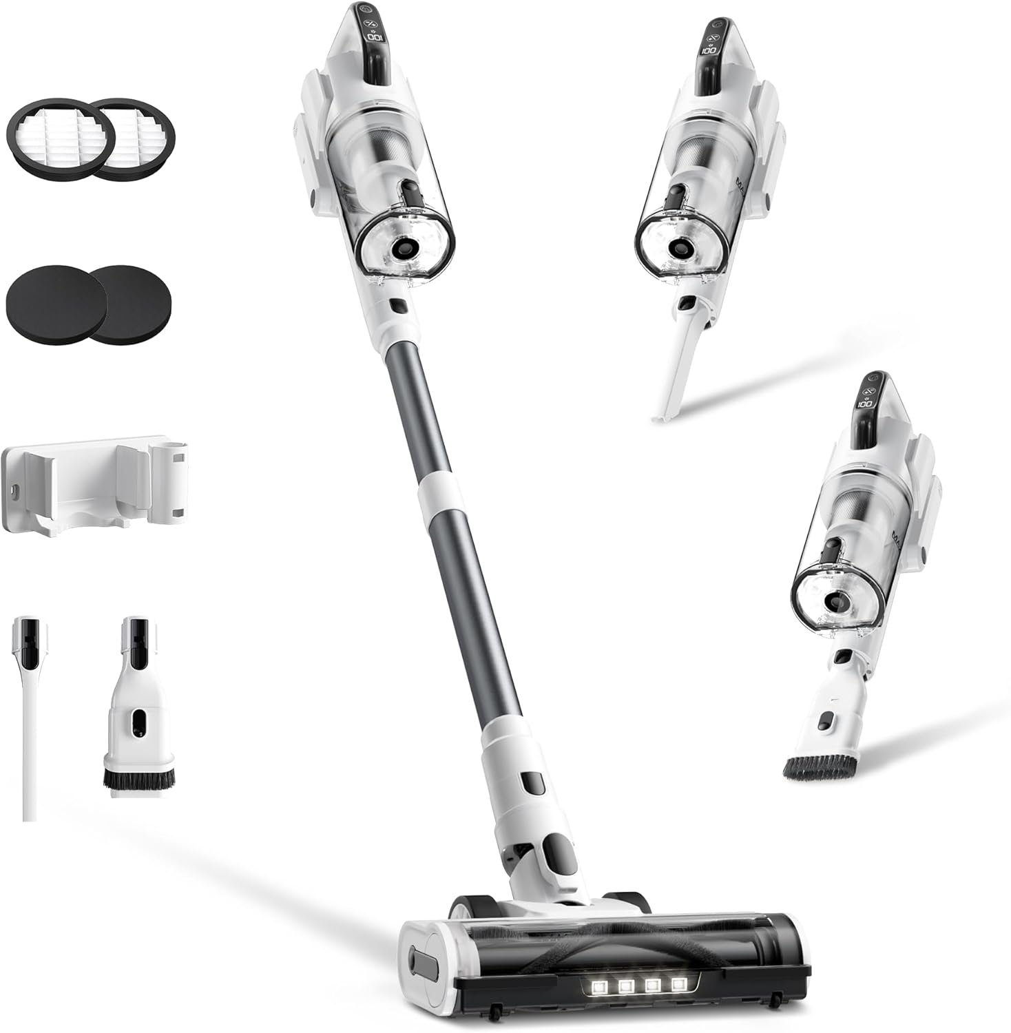 Cordless Vacuum Cleaner, Upgraded 650W 55KPa 70Mins Runtime Stick Vacuum Cordless, Self-Standing Lightweight Vacuum Cleaners for Home with LED Headlight Touch Screen, for Pet Hair/Carpet/Floor