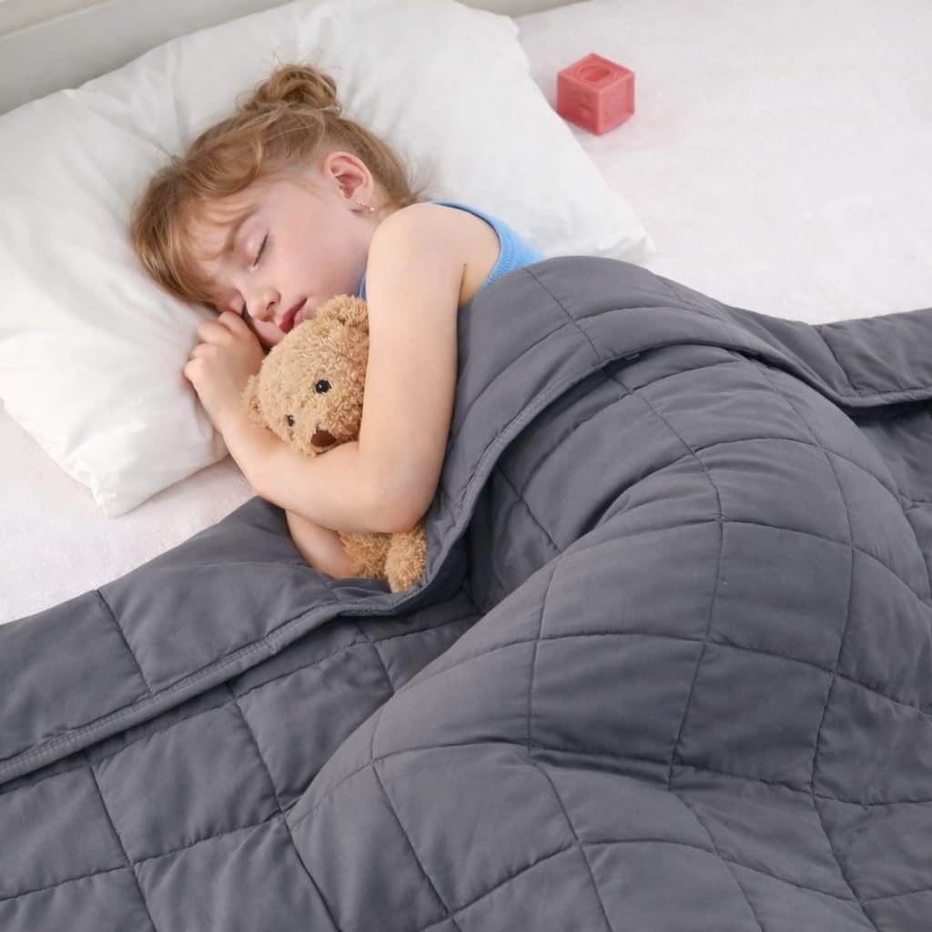 Weighted Blanket 5lbs, 36″x48″, Cooling Heavy Throw Blanket for 40-60lbs, Microfiber Soft Big Blankets Weighted Comforter, Grey