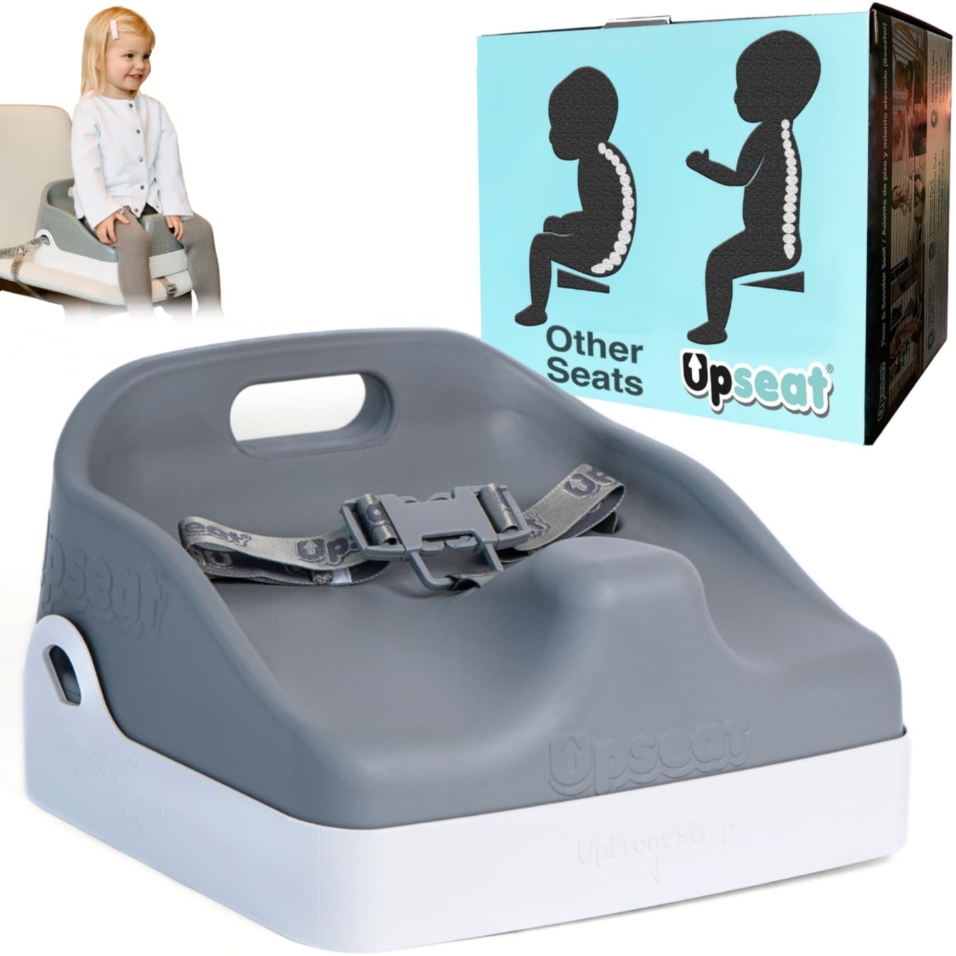 Upseat Boost – The Original Ergonomic Toddler Booster Seat for Dining Table, Developed with Physical Therapists to Encourage Posture, Adjustable Height, Easy to Wipe Clean, and Travel-Friendly