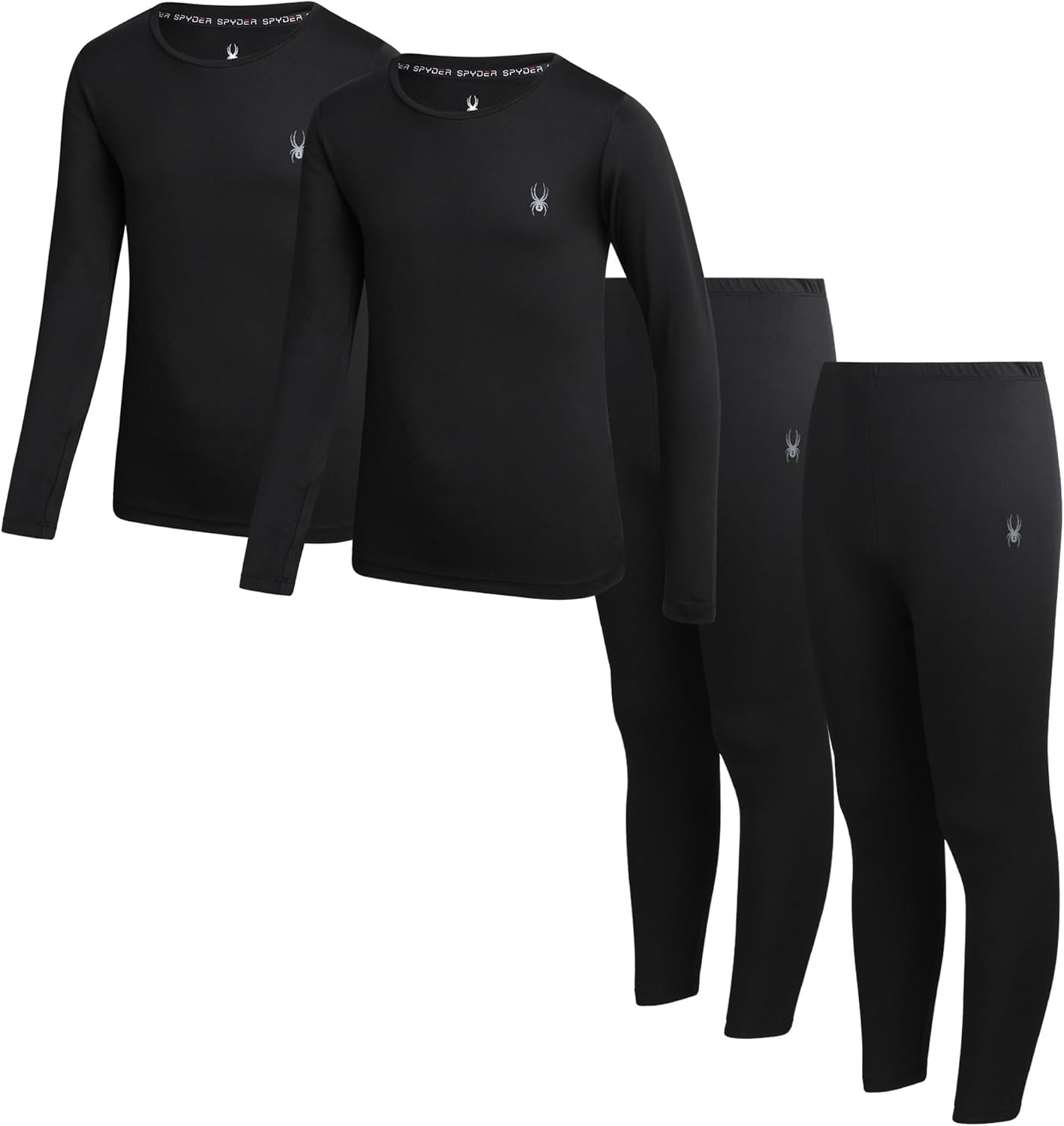 Spyder Kids Thermal Underwear Set – 4 Piece Moisture Wicking Insulated Base Layer – Breathable Long Johns for Boys and Girls