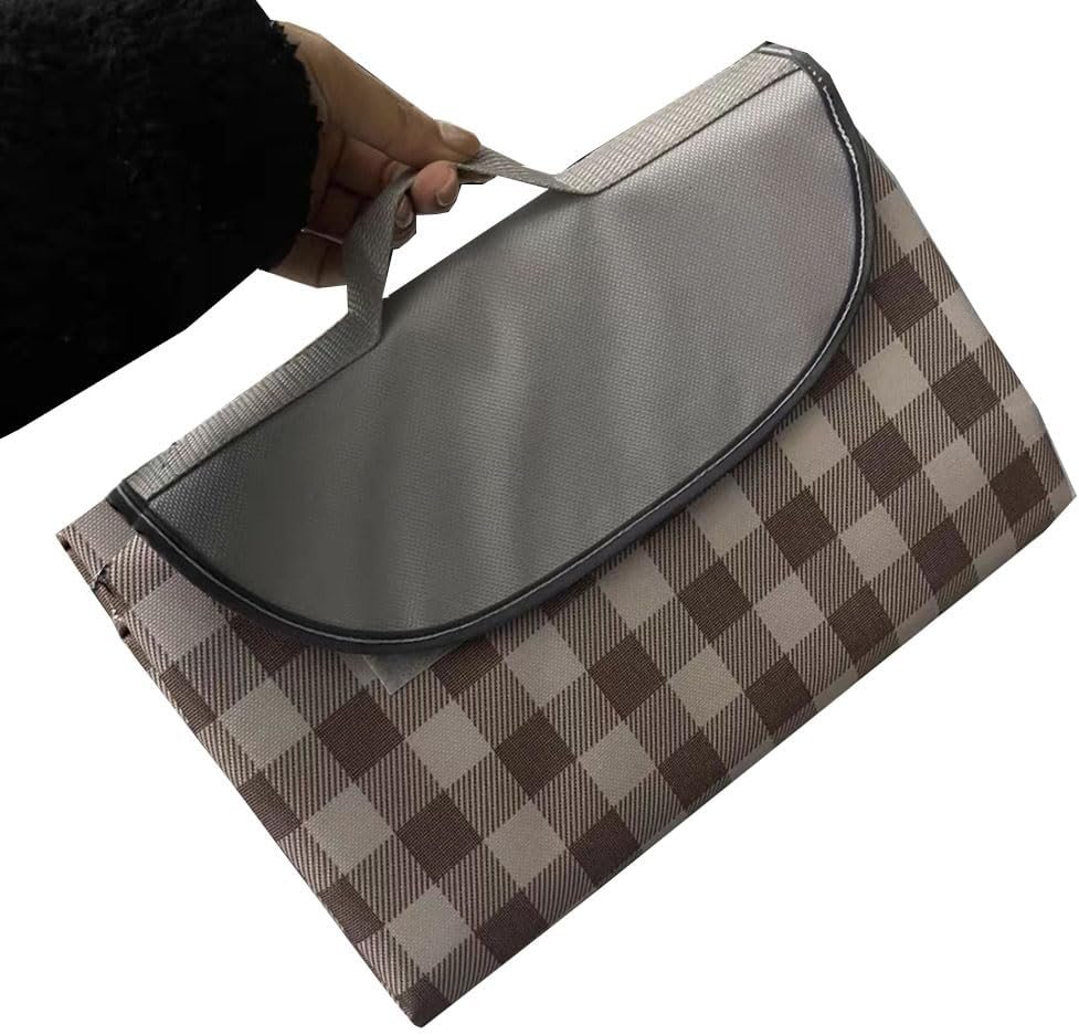 K Y KANGYUN Extra Large Picnic Blanket Outdoor Beach Blankets, Water-Resistant Foldable Sandproof Blankets Cute Picnic Mat for Beach, Camping Grass Lawn Park Mats (Brown 2, 80×60 in)