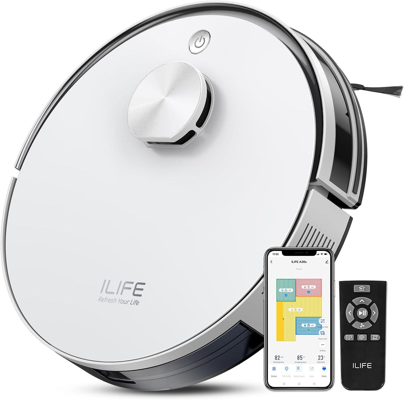 ILIFE A30s Robot Vacuum, 10000Pa Max Suction | LiDAR Navigation, Home Mapping, No-Go Zone, 150 Mins, App, Voice and Remote Control, for Hard Floor, Carpet and Pet Hair
