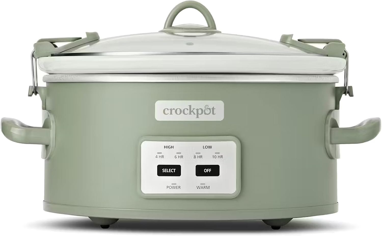 Crock-Pot Locking Lid 6qt Cook and Carry Programmable Slow Cooker, Green | Touch Control, 4 Pre Programmed Settings, Removable Stoneware, and Locking Lid