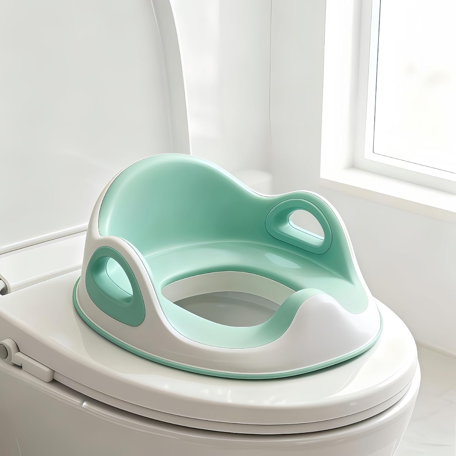 Potty Training Seat for Boys and Girls – Baby Potty Training Seat with Detachable Soft Cushion Sturdy Handle and Backrest，Toddler Potty Training Toilet Seat for Kids, Splash Guard for Toilet Toddler