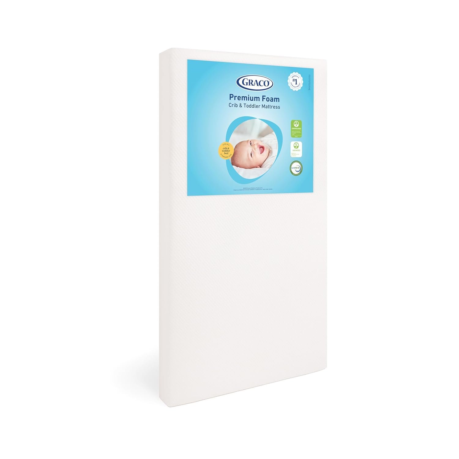 Graco Premium Foam Baby Crib & Toddler Bed Mattress | GREENGUARD Gold Certified, Waterproof, Machine Washable OEKO-TEX Standard 100 Certified Cover, Firm Support, Standard Size