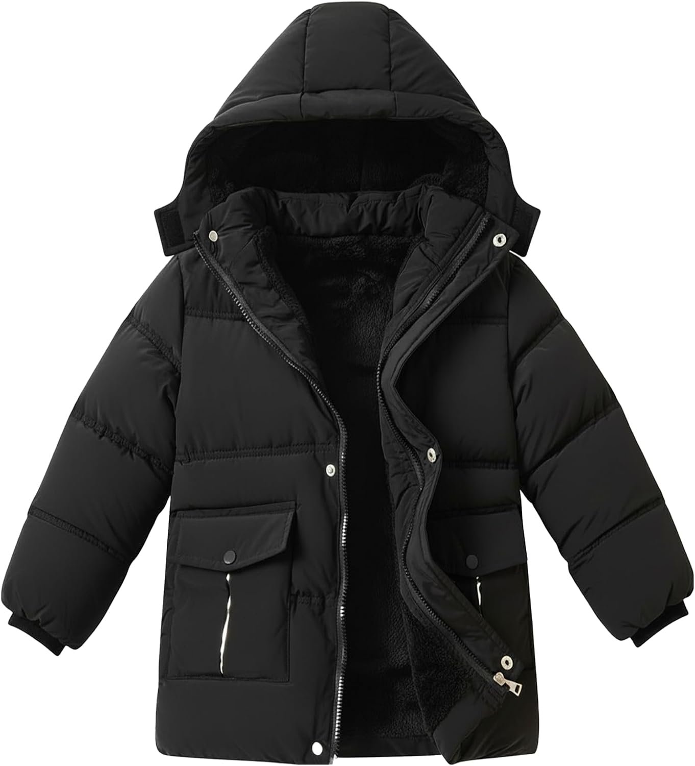 UVIPC 6-12 Years Boys Winter Coat Kids Warm Jacket Wind Water-Resistant Puffy Coats Outwear Toddler Hood Fleece Inner
