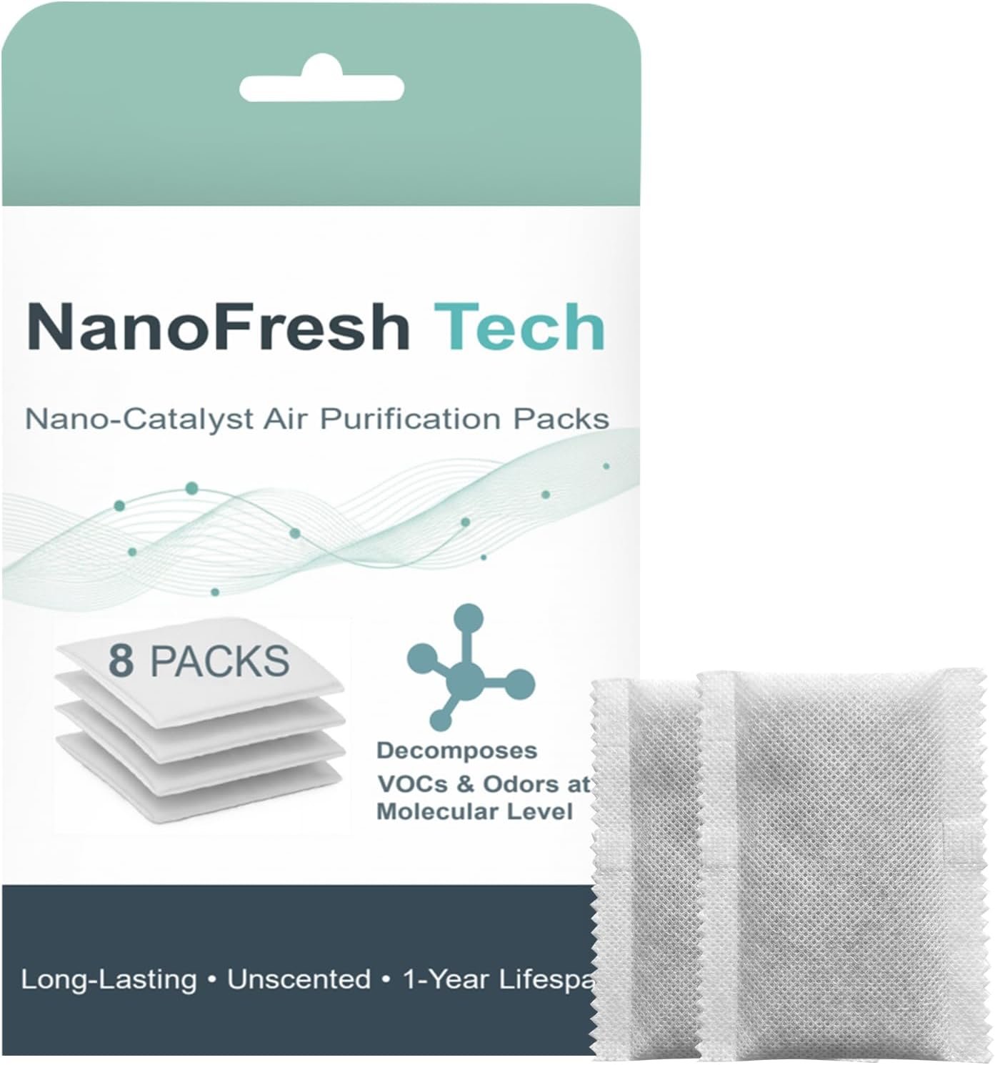 Unscented Odor Eliminator Pouches for Trash Cans and Diaper Pails | 8-Pack; Lasts Up to 1 Year; Compatible with Diaper Genie and Munchkin; for Shoes and Gym Bags; Better Than Baking Soda