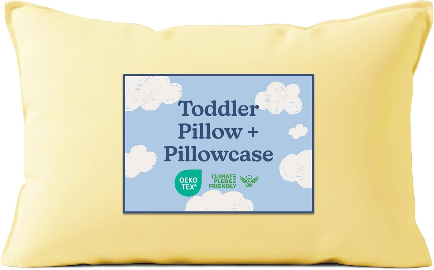 Toddler Pillow with Yellow Pillowcase – Kids Pillow for Sleeping – 13×18 | For Travel, Car, Nursery & Toddler Bed, Fluffy, Soft & Breathable, Ideal for Crib & Cot, Machine Washable, Ages 2 and Up