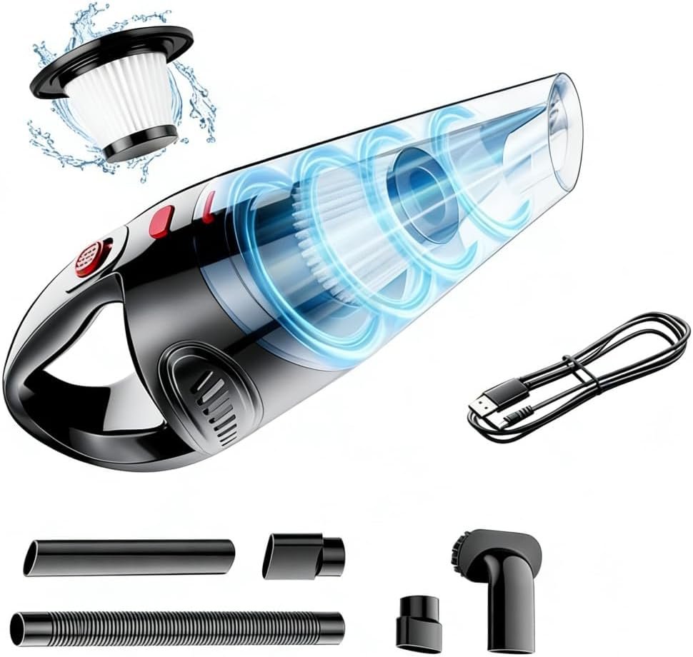 Powerful Portable Handheld Vacuum Cleaner – Small Vacuum Hand Held | Low Noise & Lightweight, Strong Suction Quickly Clean Dust/Pet Hairs in Home/Car, Long-Lasting Performance Cleaning Tool