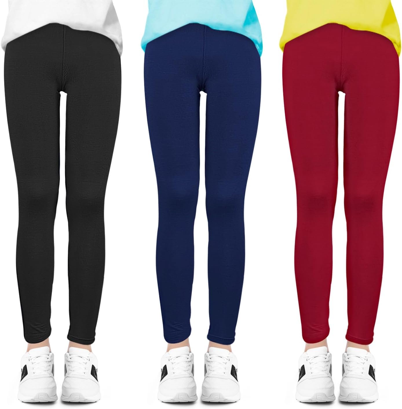 Slaixiu 4 Pack Leggings for Girls – Soft & Comfortable Ankle Length Printed Leggings for Kids (3T to 12 Years)
