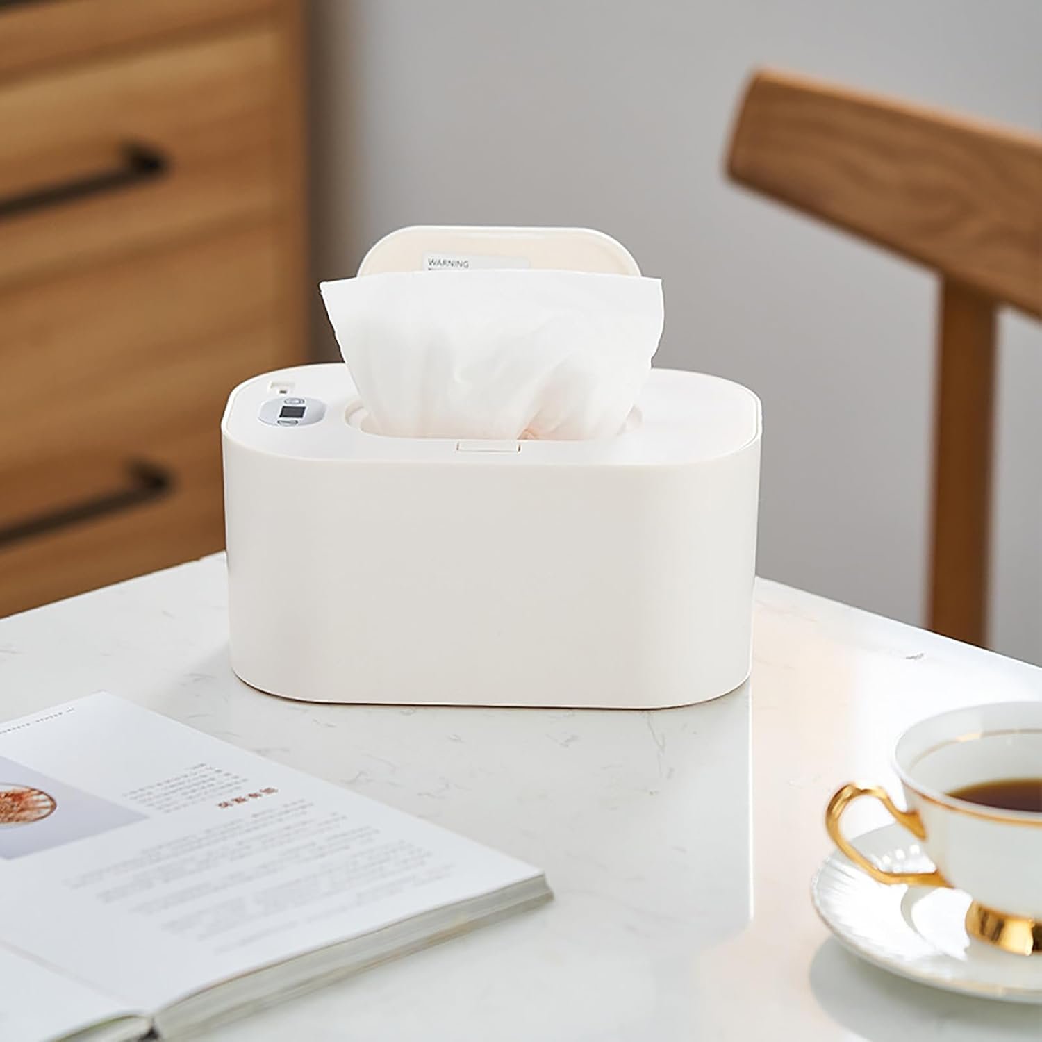 Banapoy Baby Wipe Warmer, USB Powered Dispenser, White | Portable for Home Car Travel, Temperature Control, Wet Wipes Holder with Paper Towel Heater Function