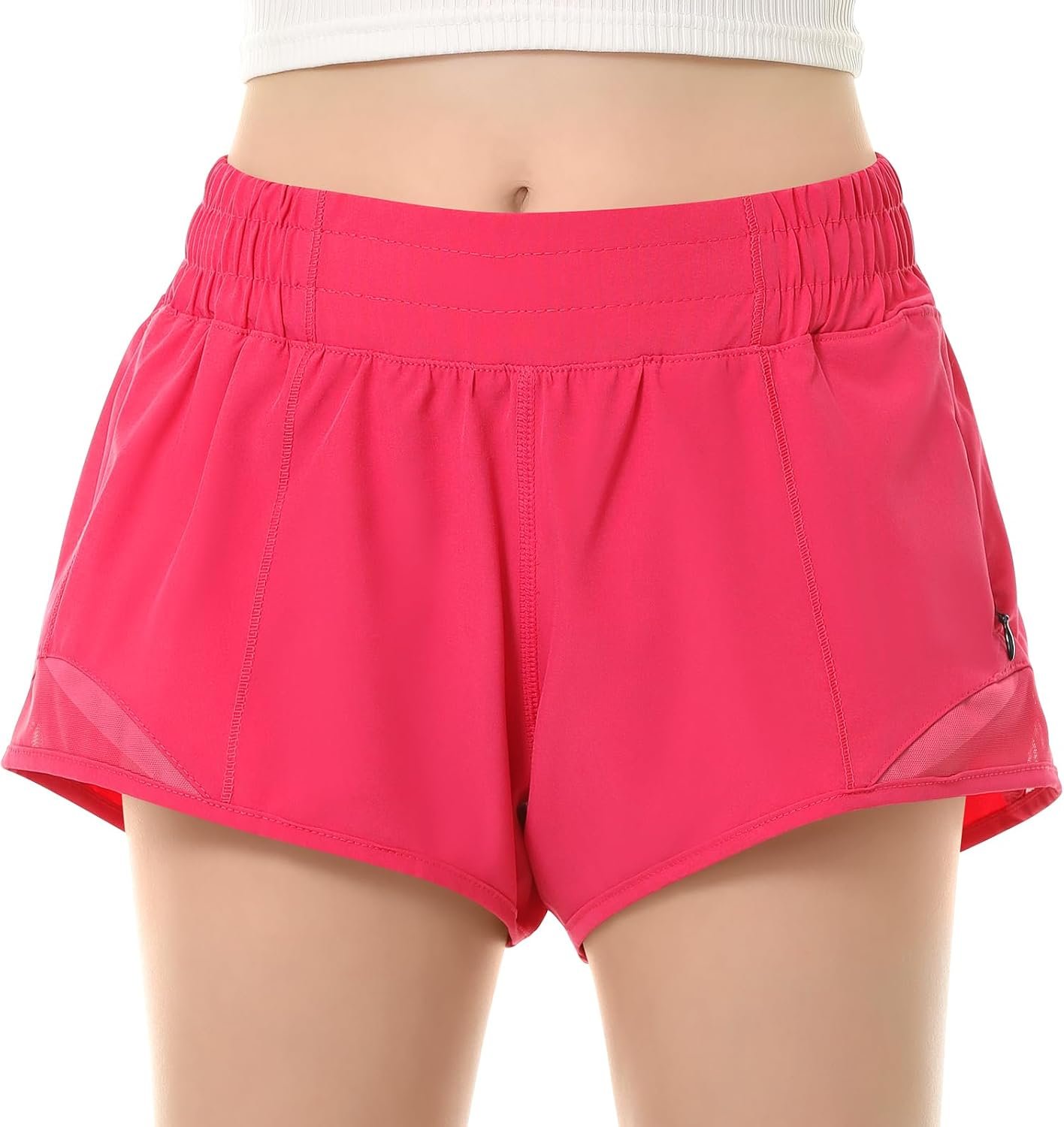 QooNoo Girls Athletic Shorts with Zipper Pocket Lightweight Elastic Waist Running Shorts for Teen Girls Kids Active Sports