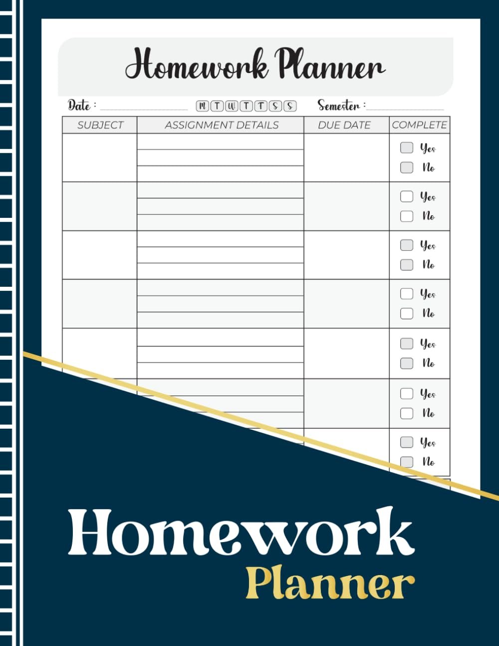 Homework Planner: Undated Simple Assignment Organizer for Elementary, Middle/High School, College Students
