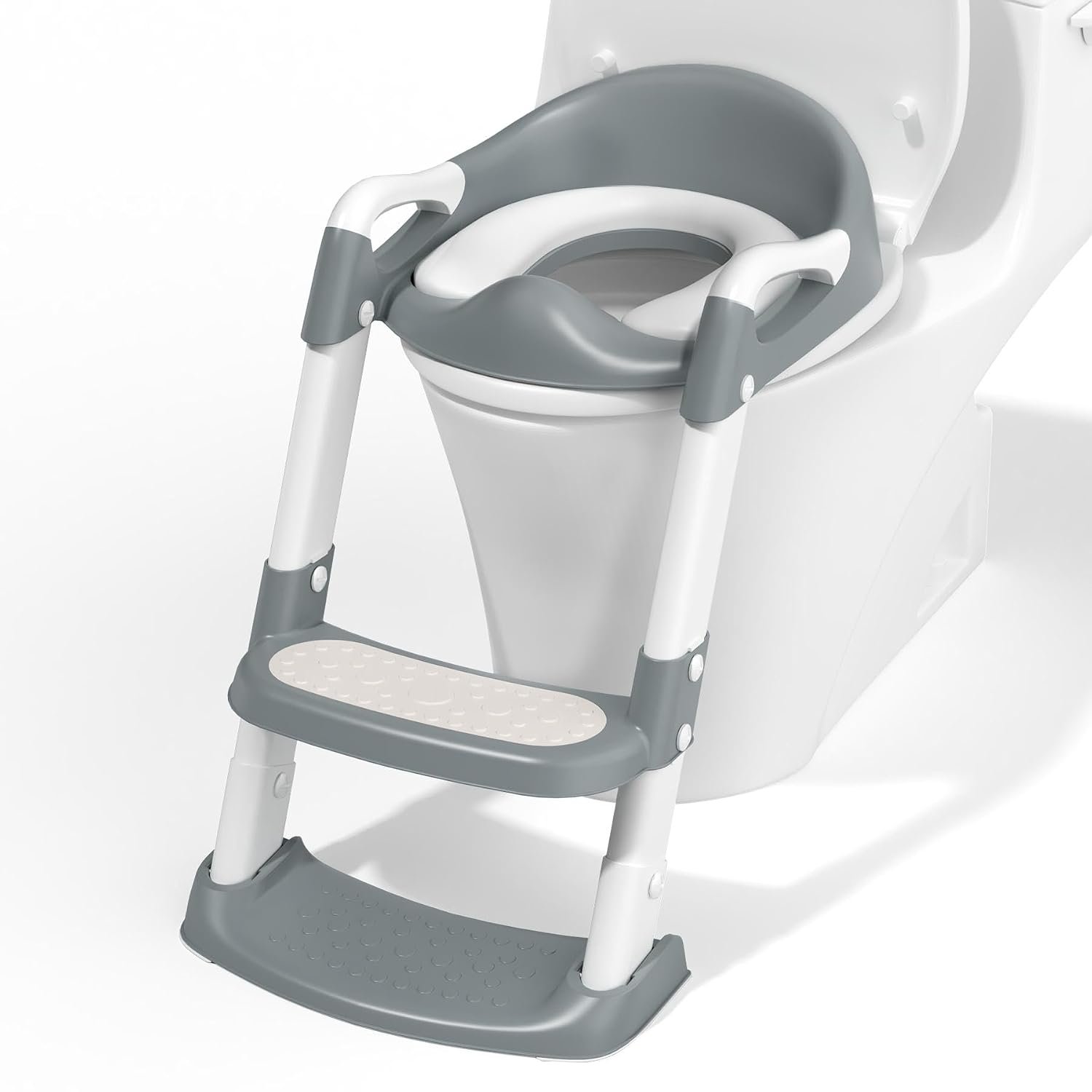 COOSEYA Potty Training Toilet with Step Stool Ladder, Kids Toilet Seat | Splash Guard,Soft PVC Cushion,Safety Handles,Height Adjustable,Non Slip