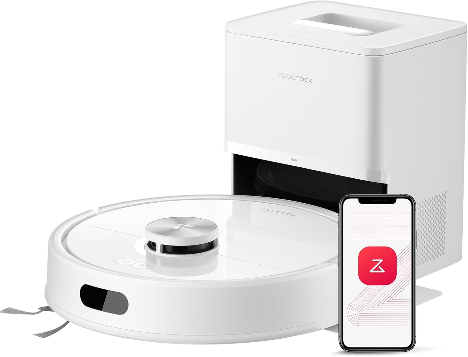 roborock Q7 M5+ Robot Vacuum and Mop, Up to 7-9 Weeks Self-Empty, 10000Pa | Upgraded from Q5 Max+, Dual Anti-Tangle System for Pet Hair & Carpet, PreciSense LiDAR Navigation, App Control, White