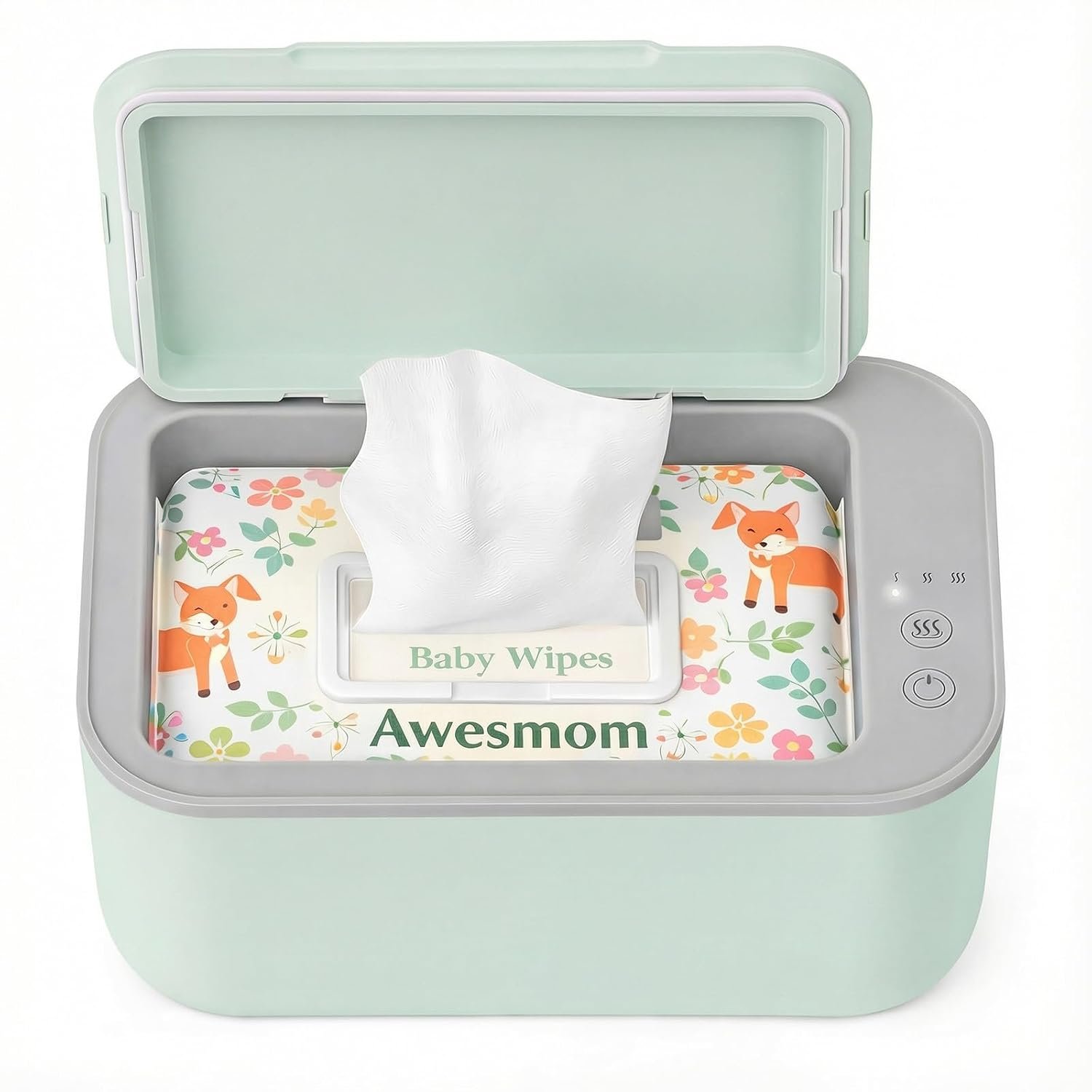 Baby Wipe Warmer, Surround Heating, 3 Heat Levels, Green | Baby Wipes Dispenser for Newborns and Most Adult-Size Wipes, with Quiet Operation to Help Keep Wipes Warm and Moist
