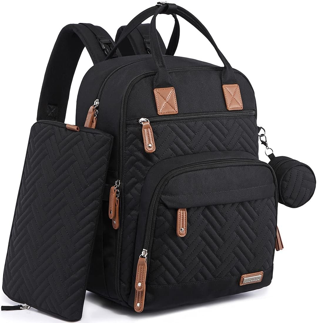 iniuniu Baby Diaper Bag Backpack, 4 in 1 kit Large Capacity Travel Backpack | Waterproof Backpack for Moms Dads,Travel Backpack with Pouch,Washable Changing Pad, Baby Essentials