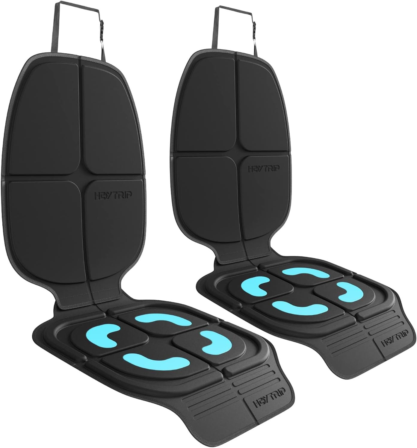 HEYTRIP Car Seat Protector, 2 Packs, Rear-Facing/Forward Facing Car Seat Mat for 0~12 Years Old Children, Waterproof, Easy Cleanup, Non-Slip, Fit Most Car Seats(Black Blue)
