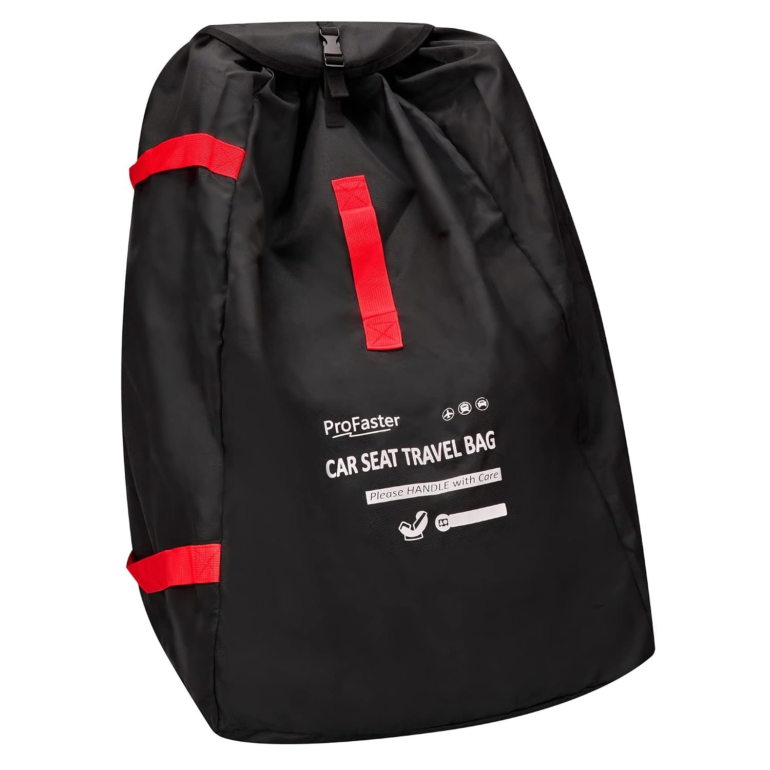 Car Seat Travel Bag Backpack for Air Travel – Karfast Universal Infant Carseat Gate Check Bag Cover for Airplane, Foldable with Pouch, Black