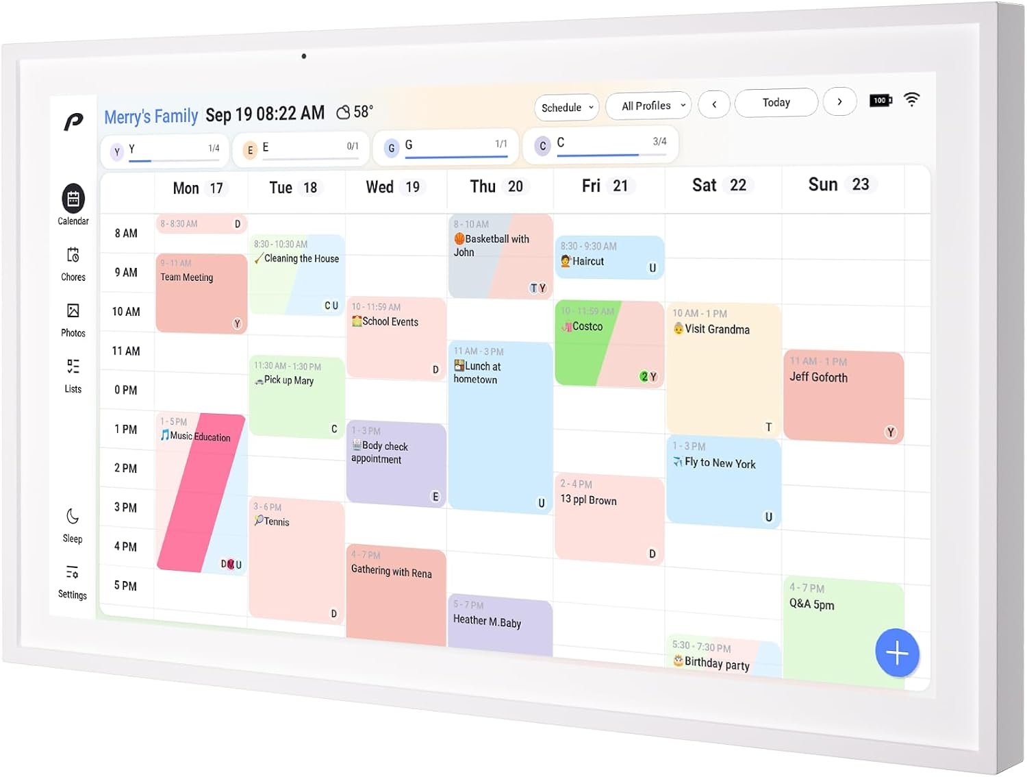 Digital Calendar, 15.6 inch Wall Planner & Chore Chart, Rechargeable Full HD Touchscreen Display, Portable Smart Family Organizer, Event Planner, Desk and Wall mountable, Perfect for Family Schedules – No Subscription (Free Magic Import)