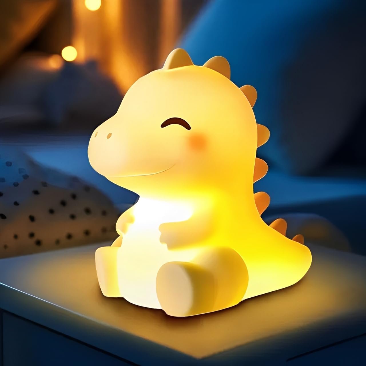 Mewaii Huggwaii Squishy Dinosaur Night Light for Kids, BPA-Free | 30 Min Timer, 3 Levels Dimmable, 4 White Noise Sounds, Rechargable, Soft Silicone, Nursery Decor, Gift for Boys & Girls
