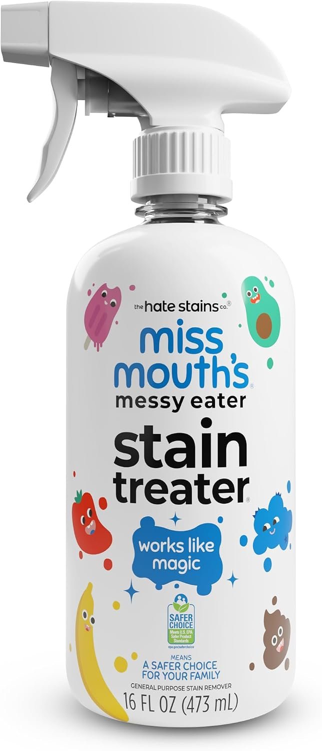 Miss Mouth’s Messy Eater Stain Treater Spray, Laundry Stain Remover, 16 Oz | Newborn & Baby Essentials; Cleans Off Food, Grease, Coffee; Use on Laundry, Underwear, Fabric