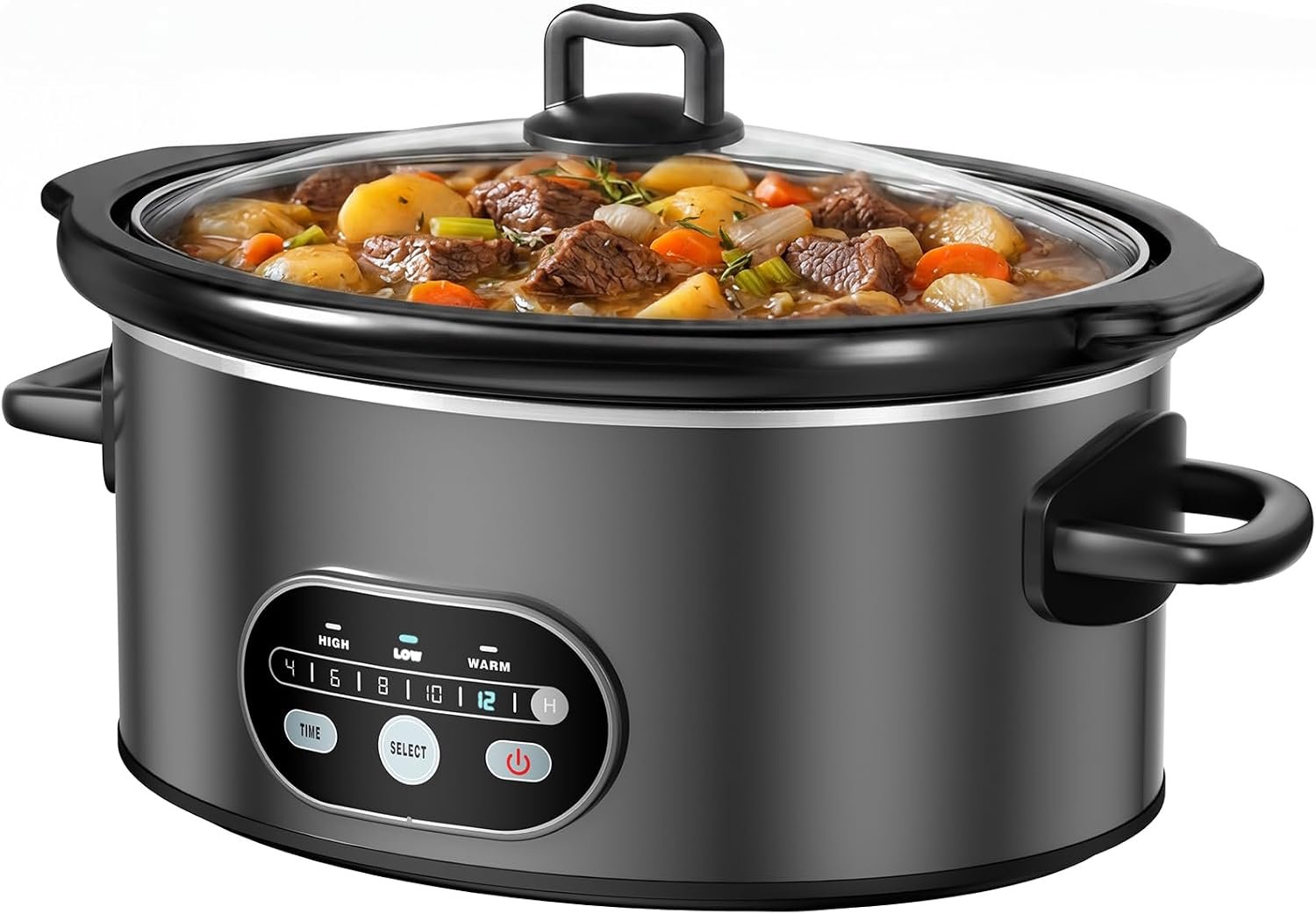 OLIXIS Slow Cooker 6 Quart, Ceramic Nonstick Coating, Programmable Slow Cooker with Dishwasher Stoneware Pot and Tempered Glass Lid, Multi Cookers with 3 Temperature, 35in Tangle Free Cord, Black