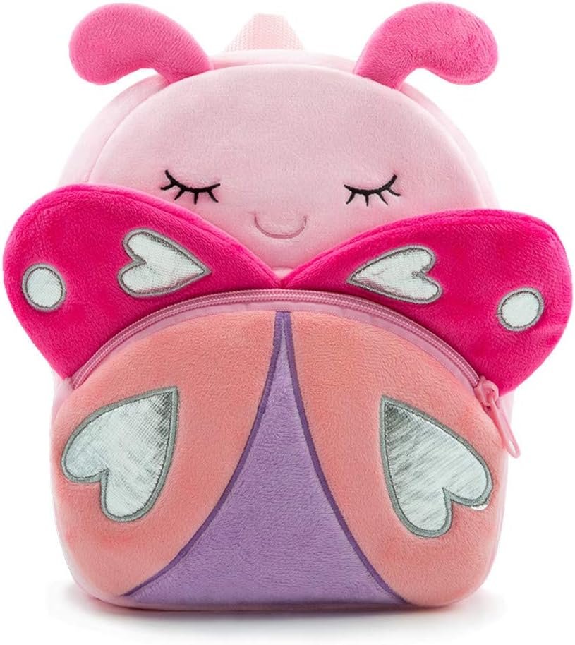 NICE CHOICE Cute Toddler Backpack Toddler Bag Plush Animal Cartoon Mini Travel Bag for Baby Girl Boy 2-6 Years(Pink Butterfly)