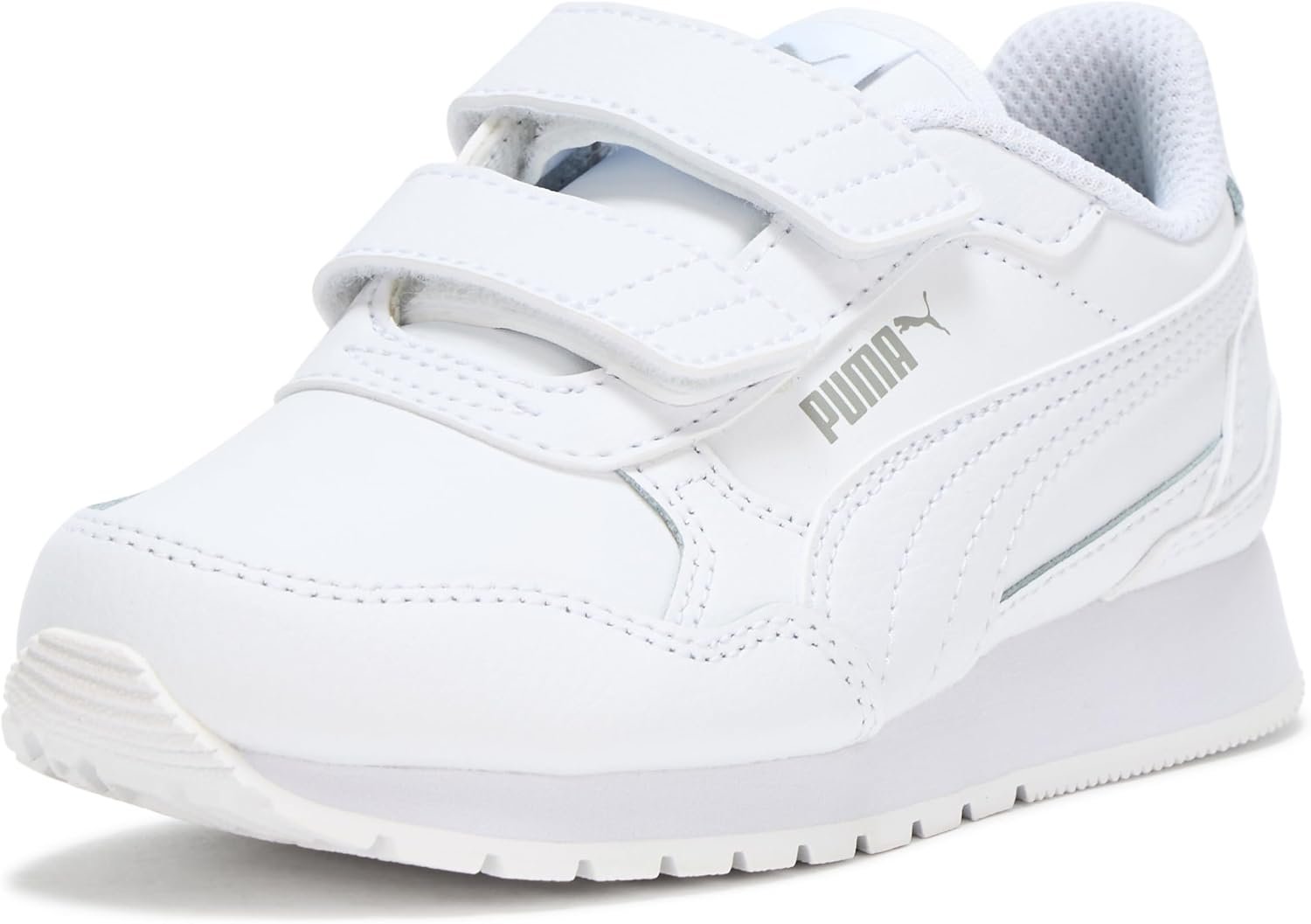 Puma Unisex-Child ST Runner Hook and Loop Shoes, Puma White-Puma White-Gray Echo, Toddler 9