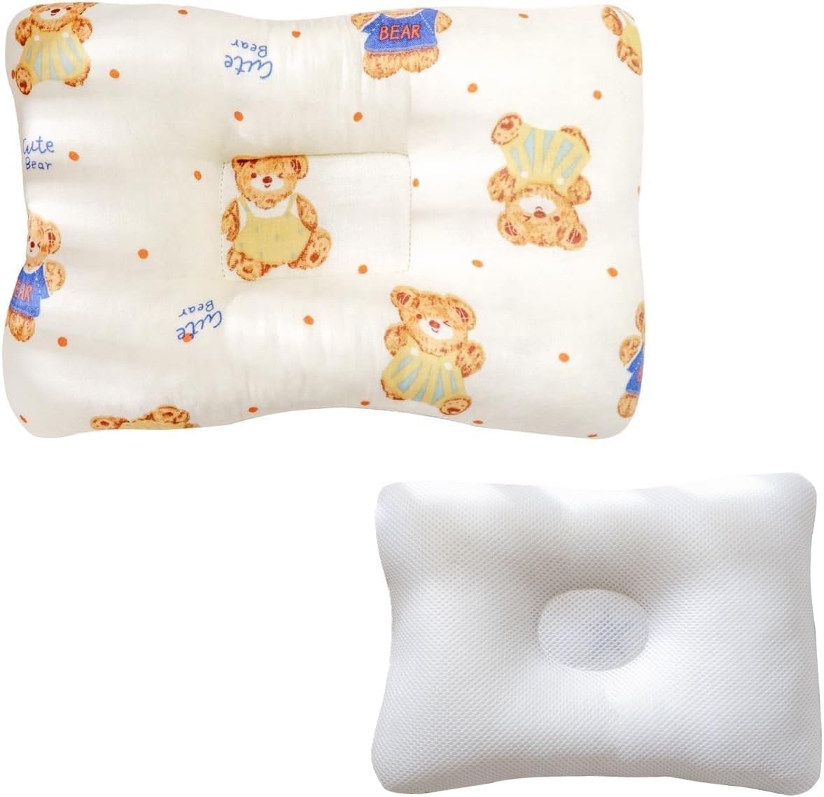 Unisex Pillow 13x9x2, Hypoallergenic Airmesh Breathable Cool 100% Cotton, Control Sweat, Ideal for Travel, Small, Car, Travel, MultiFunctual Small Nursery Decor Pillows (Teddy)