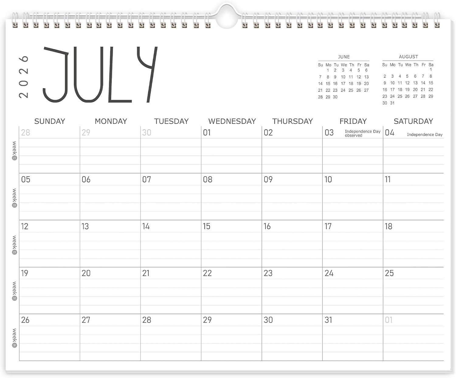 GuassLee Wall Calendar 2026, 2026-2027 Calendar Wall from Jun. 2026 to May 2027, 14″ X 11″ Paper Monthly Planner Wall Hanging Calendar with Thick Paper for Office Home Planning & Organizing
