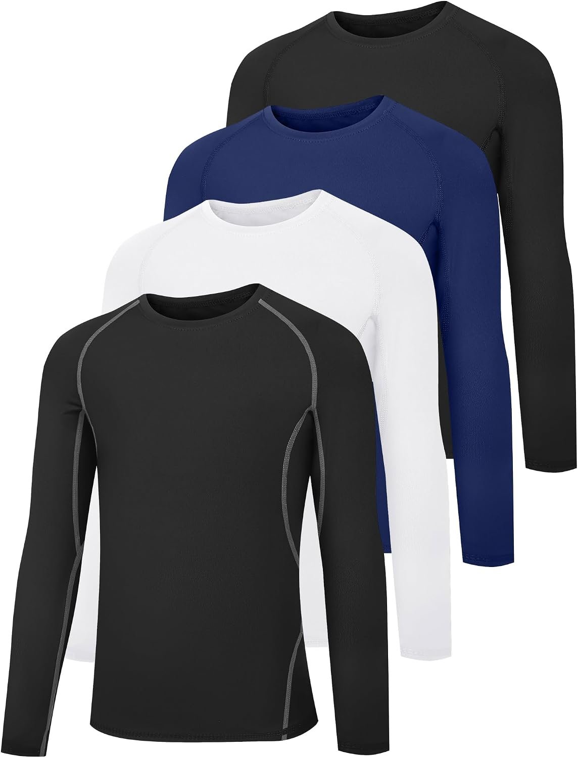 4 Pack Youth Boy’s Compression Leggings Athletic Tight Pants | Stretchable, Tight Fit, Base Layer, Underwear, Sport, Running, Football, Baseball, Basketball, Outdoor