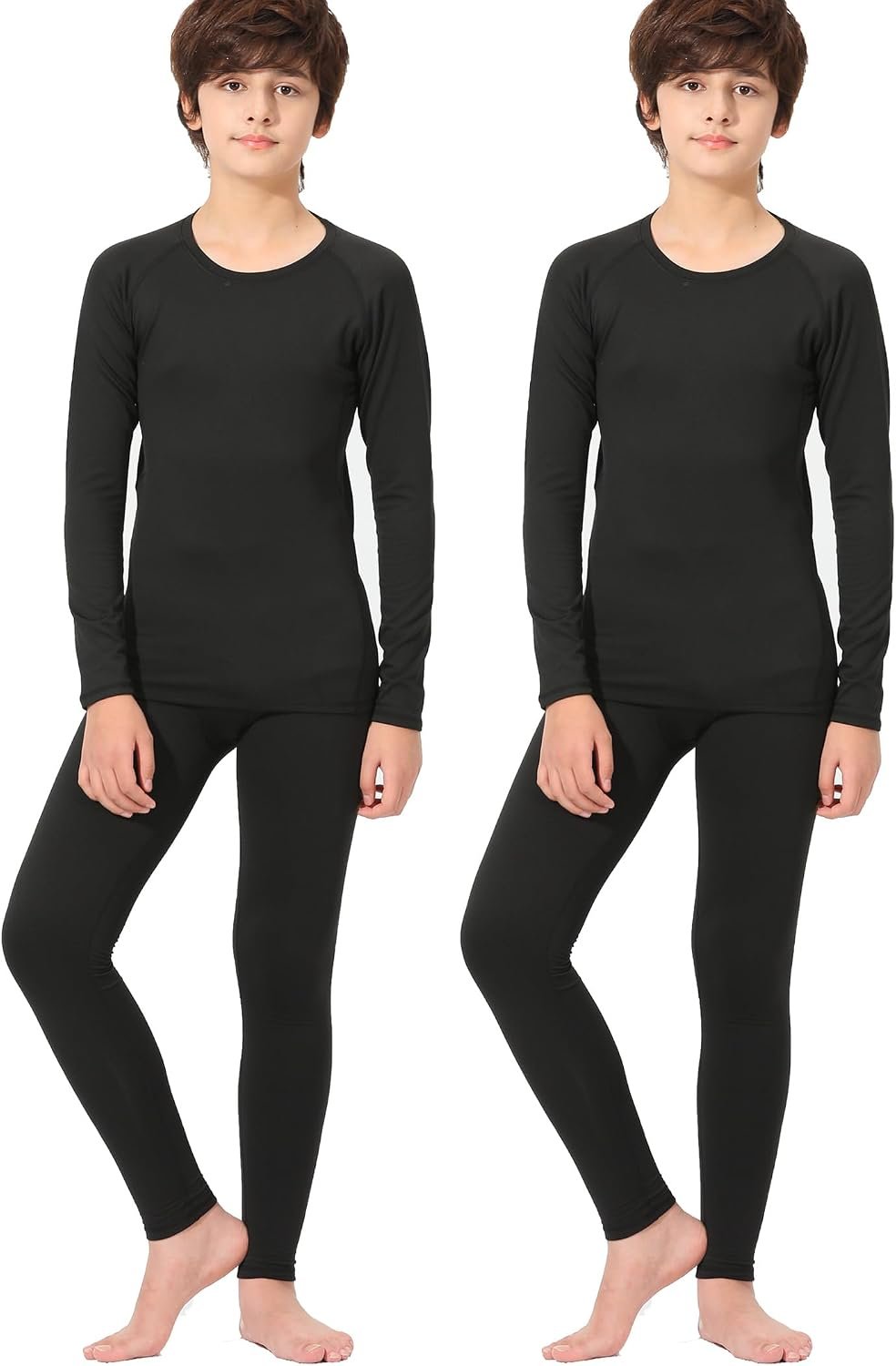 2-Set Boys Thermal Underwear Set Fleece Lined Compression Long Johns 2B M | Ultra-soft warmth, high elasticity, quick-dry fabric, base layer, leggings, shirt, soccer, skiing, hockey, campus, youth, kid