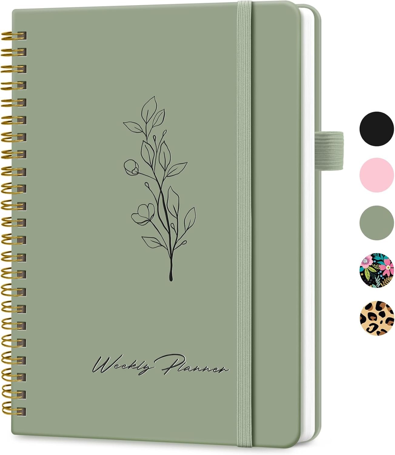 Taja Undated Weekly Planner, To Do List Notebook with Habit Tracker, A5 | For Work Home and College, 6.1″ x 8.2″, Spiral Binding, Goal Planning, Weekly Task Organizer, Mossy Brown