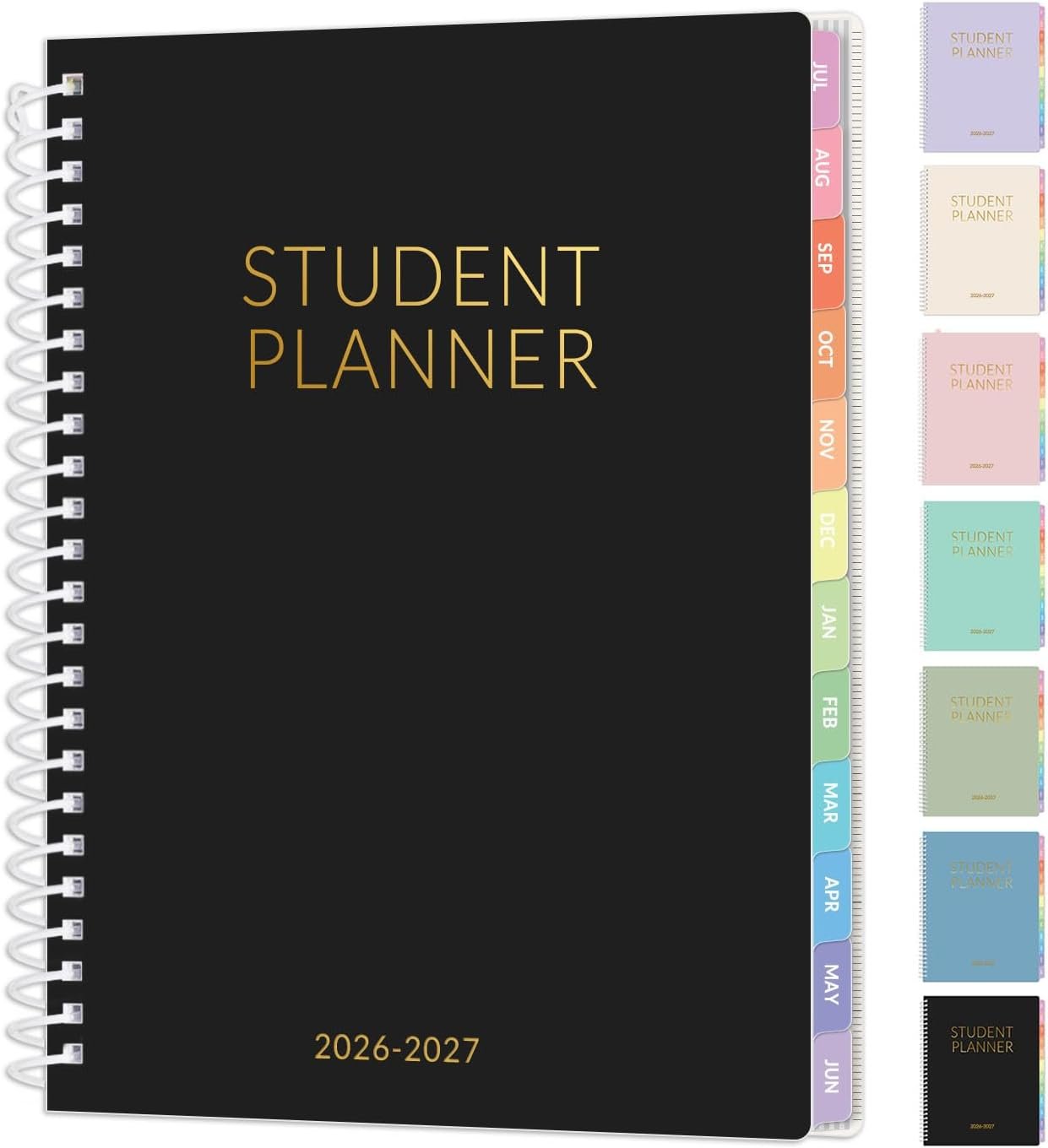 Student Planner 2026-2027, SUNEE Academic Weekly & Monthly Plan Book, Jul. 2026 – Jun. 2027, 6.5″×8.3″ Middle & High School Planner, Lesson Plan Book with Week’s Goals, Bookmark, Monthly Tabs, Black