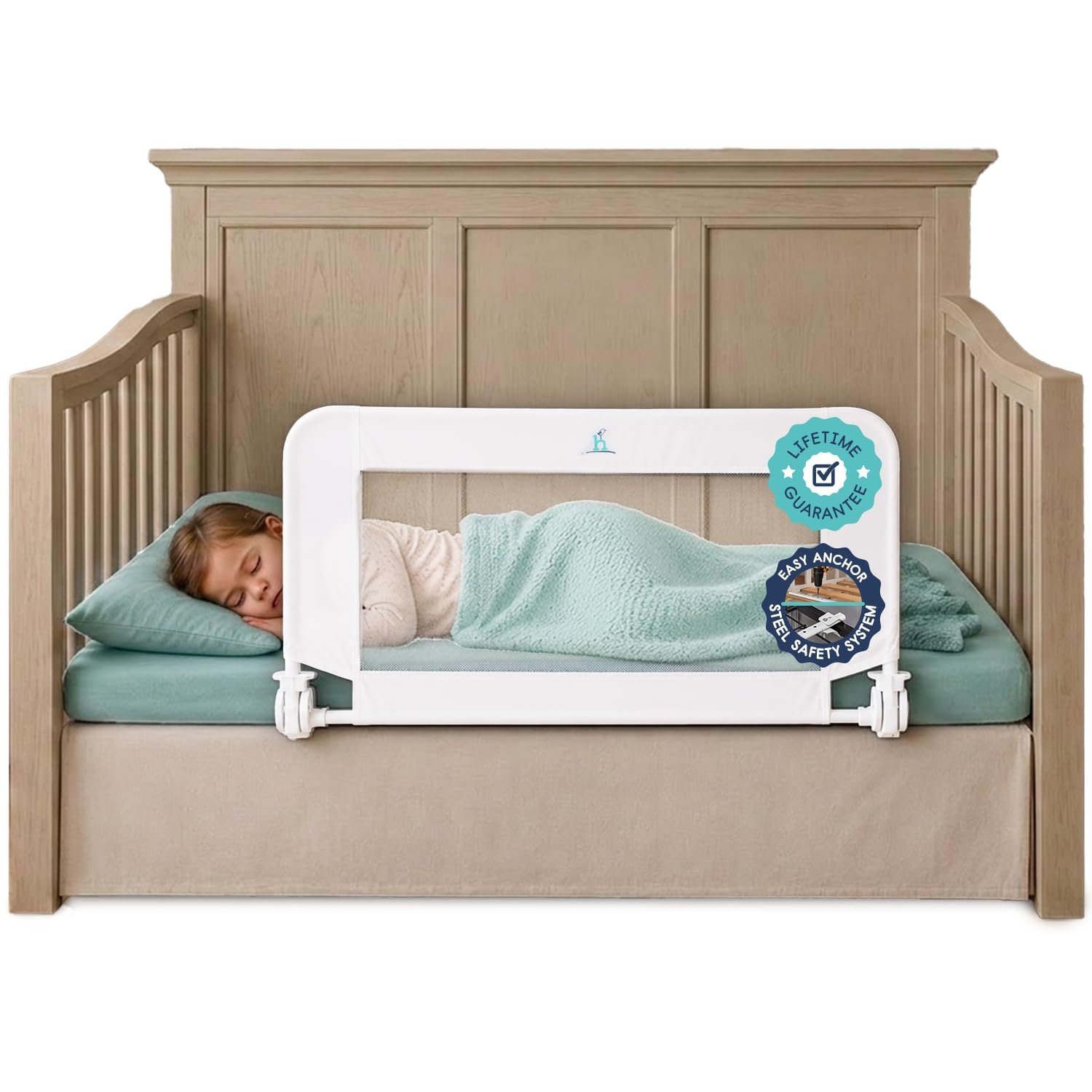 Hiccapop Convertible Crib Bed Rail for Toddlers, Crib Rail Guard with Reinforced Anchor Safety